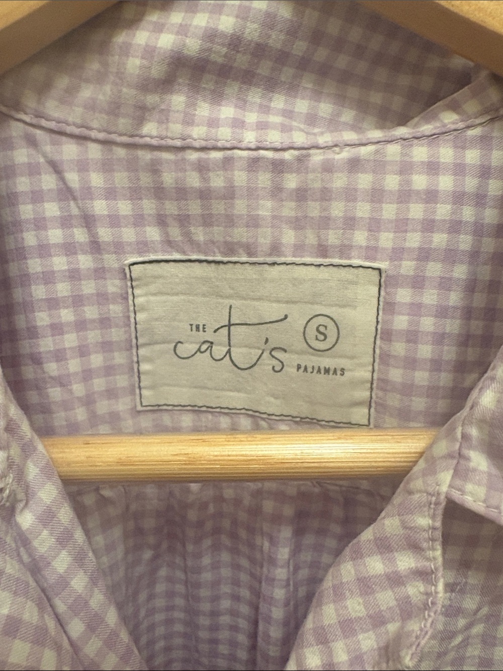 Cotton Gingham Short-Sleeve Pajama Set in Lavender - Cozy Sleepwear - Picture 2 of 4